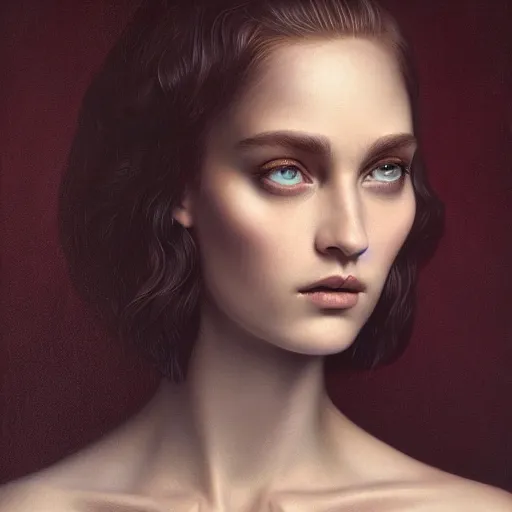 Image similar to tom bagshaw portrait, beautiful portrait of chiara tews, professionally retouched, focus eyes, ultra realistic soft painting, insanely detailed linework, symmetrical accurate intricate features, behance, 8 k