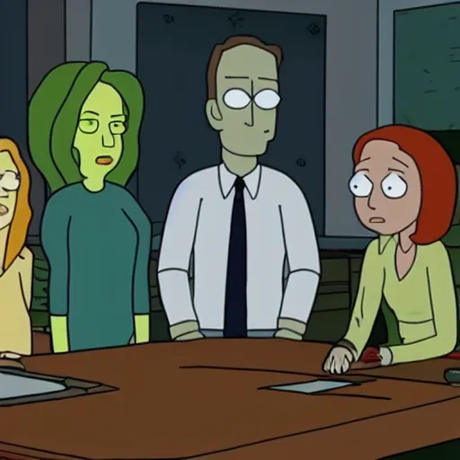 Image similar to mulder and scully from the x - files in rick and morty