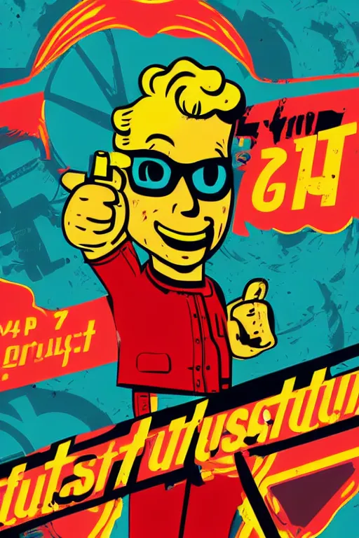 Image similar to fallout 7 6 retro futurist illustration art by butcher billy, sticker, colorful, illustration, highly detailed, simple, smooth and clean vector curves, no jagged lines, vector art, smooth andy warhol style