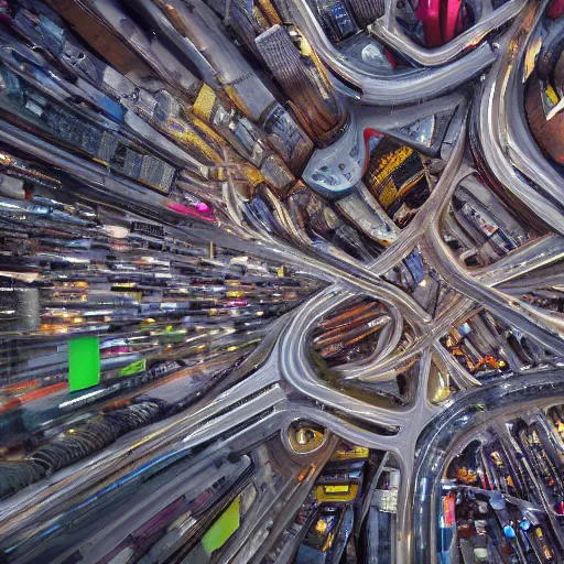 Image similar to macro photo of a large city hyper realistic with a lot of cars driving around