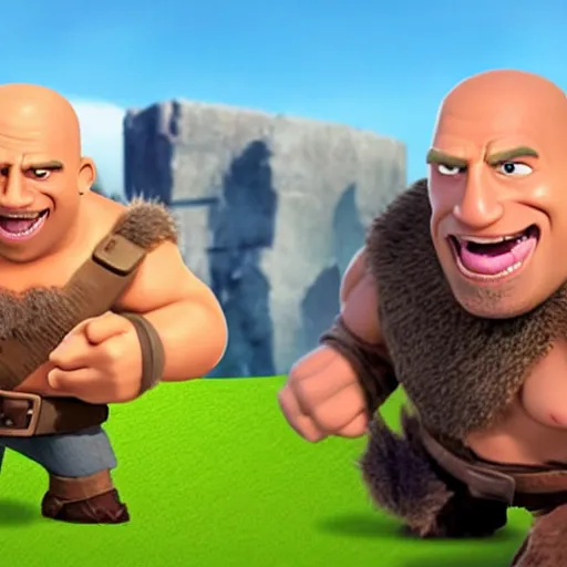 Image similar to dwayne the rock johnson hog rider clash of clans