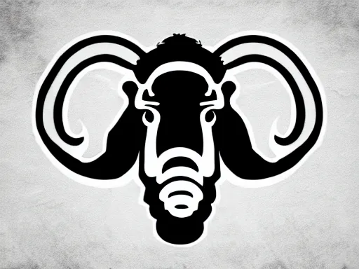 Image similar to stylized wooly mammoth sports logo!!! black and white logo design