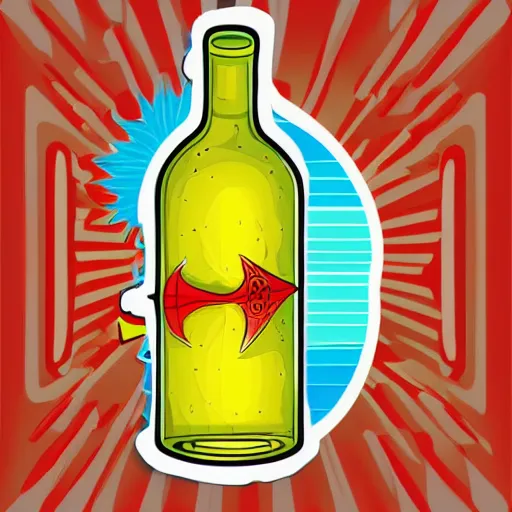 Image similar to Ship in a bottle, sticker, colorful, illustration, highly detailed, no jagged lines, vector art, smooth