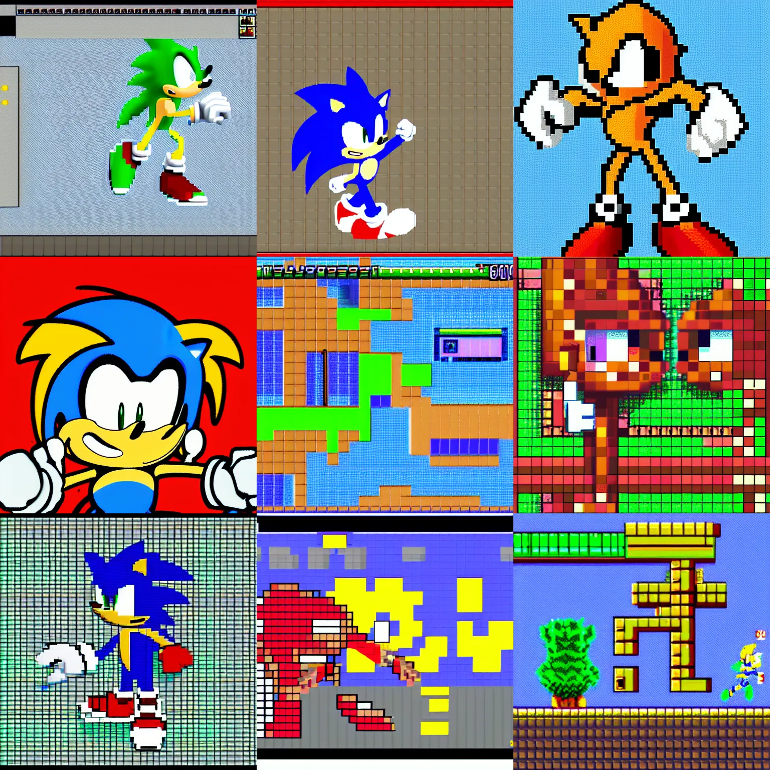 sonic, 1 6 bits color, sprite 2 d, game maker