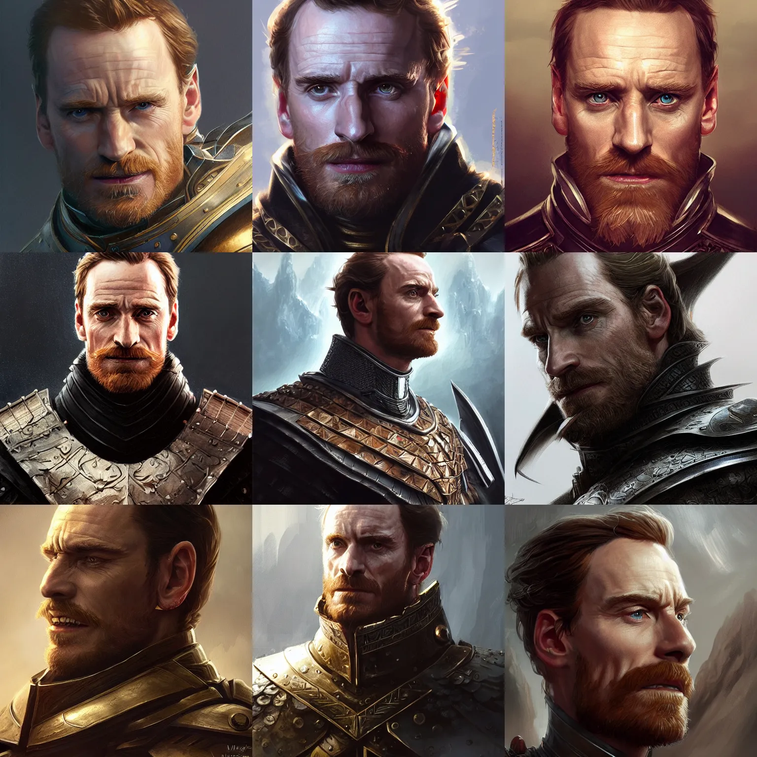 Prompt: king edward, michael fassbender, armor, D&D, fantasy, portrait, highly detailed, digital painting, trending on artstation, concept art, sharp focus, illustration, art by artgerm and greg rutkowski and magali villeneuve