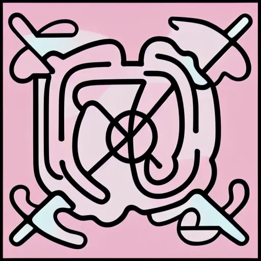 Image similar to a cute pink fluffy vector podcast logo of a streaming bear, golden ratio, iconic, award winning, line art, bold, playful