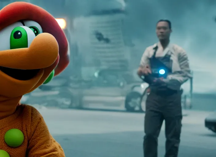 Image similar to film still of yoshi in the new sci - fi movie, 8 k