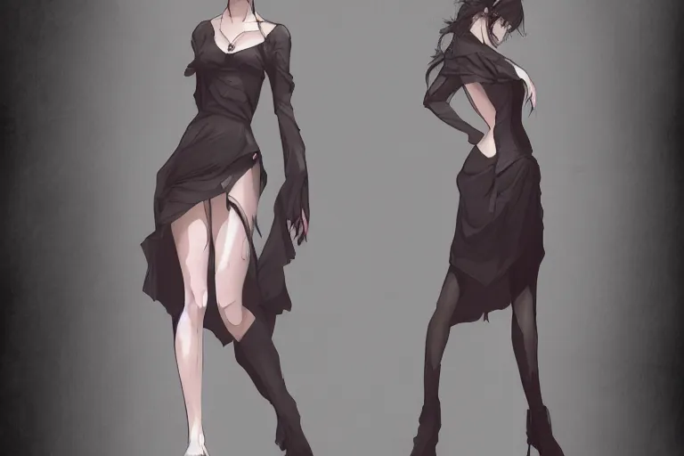 Prompt: a girl wearing backless dress, full body, gloomy, highly detailed, digital painting, artstation, concept art, smooth, sharp focus, illustration, art by Yoneyama Mai, Nishihara Isao