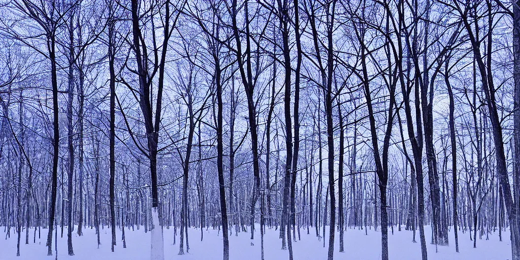 Prompt: a forest in winter moonnight by katayama bokuyo