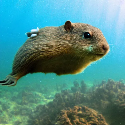 Image similar to a gopher diving underwater