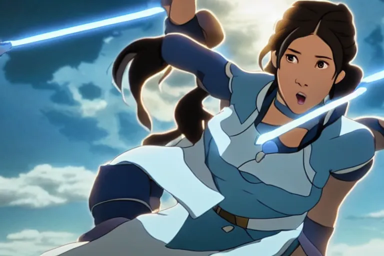 Image similar to live action film still of korra in the new fantasy movie, cinematic lighting