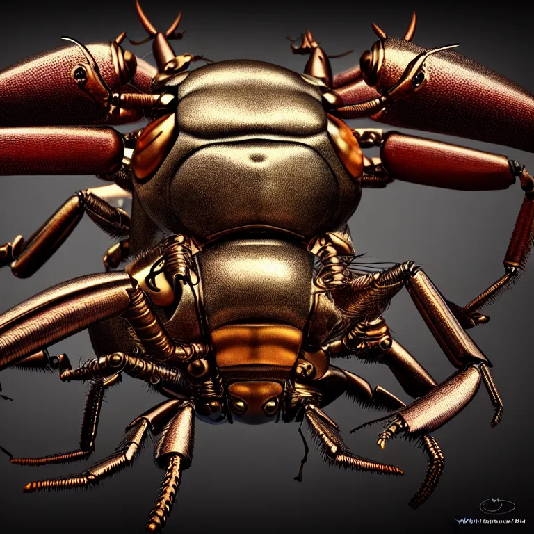 Image similar to steampunk stag beetle, biomechanical, 3 d model, unreal engine realistic render, 8 k, micro detail, intricate, elegant, highly detailed, centered, digital painting, smooth, sharp focus, illustration, artgerm, by wlop