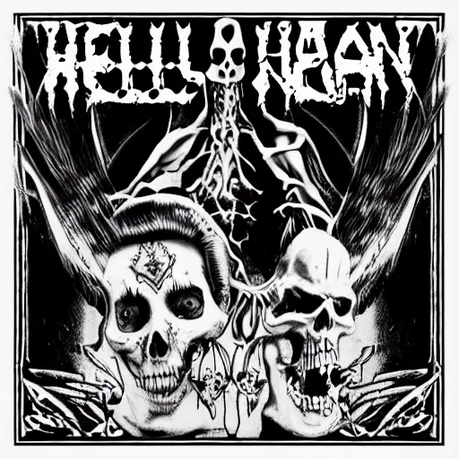 Image similar to hell nation, punk album art, black and white