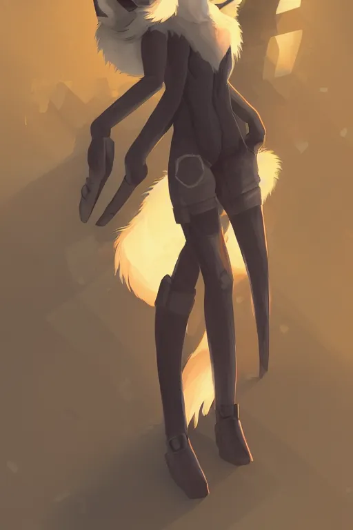 Image similar to a fox fursona, trending on artstation, by kawacy, furry art, digital art, cyberpunk, high quality, backlighting