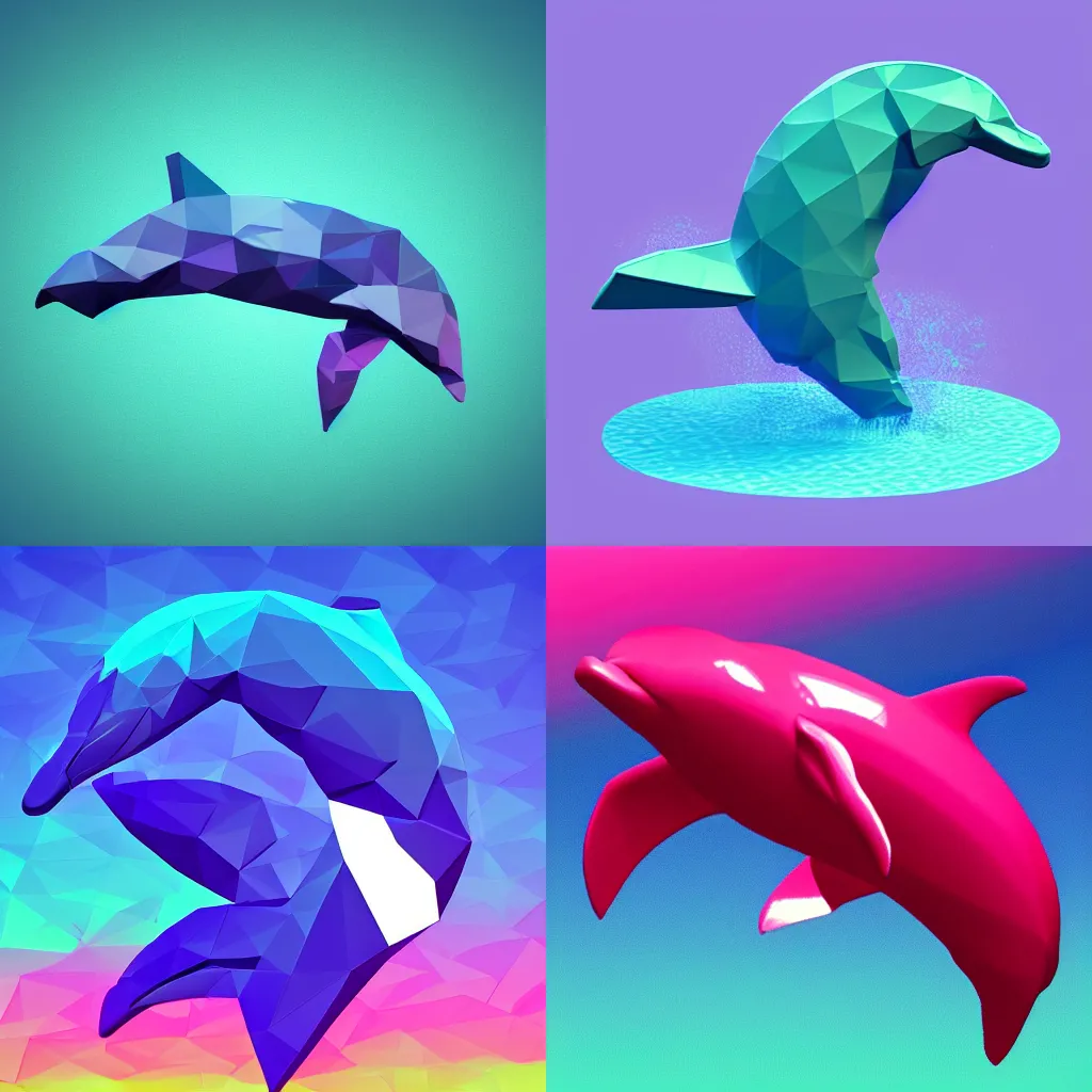 Prompt: low poly dolphin, vaporwave, clean
