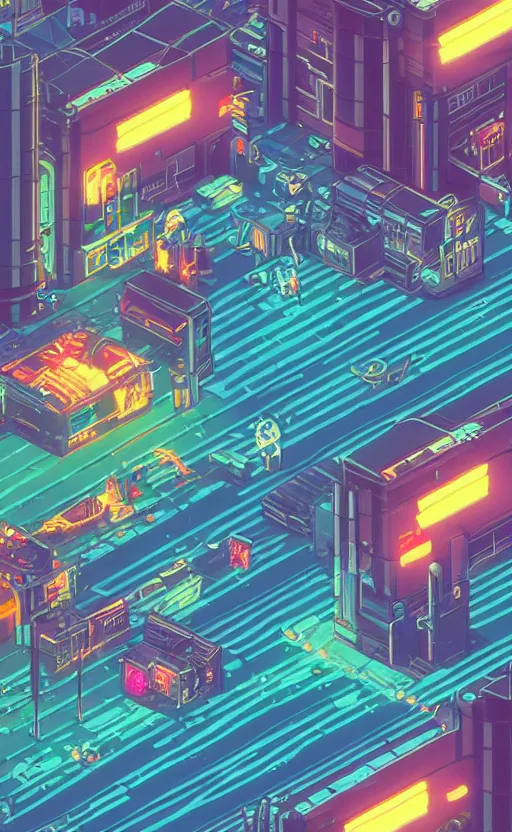 Isometric Cyberpunk City Wallpaper by patrika