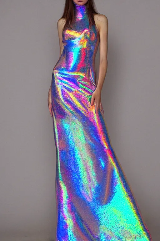 Image similar to holographic crystal atlantean hyperborean avant garde fashion dress beautiful model, sharp focus