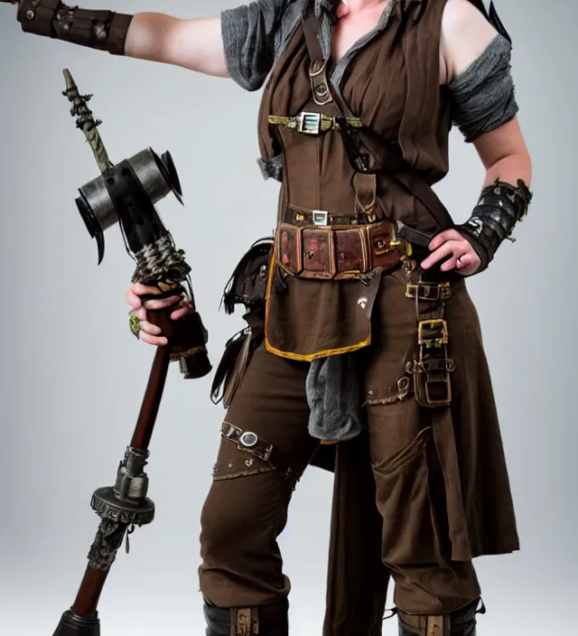 Image similar to full length photograph of a real - life very beautiful dieselpunk warrior. extremely detailed. dslr. 8 5 mm.