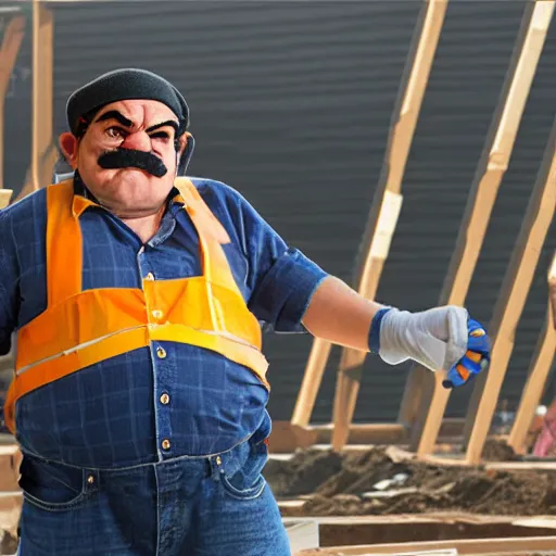 Image similar to realistic wario working at a construction site