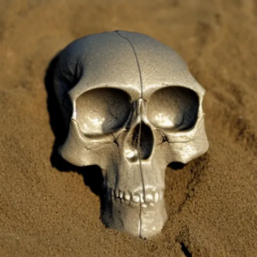 Prompt: skull, material is sand grains