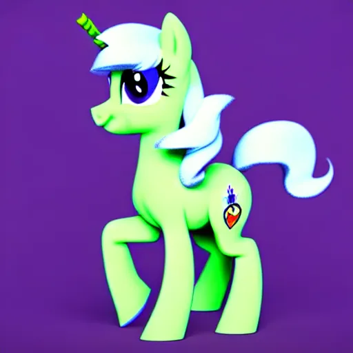 Prompt: white colored stoner pony from my little pony, marijuana themed, weed cutie mark, art, volumetric smoke, colorful, 3 d, render, wearing a black hoodie, soft lighting, green mane
