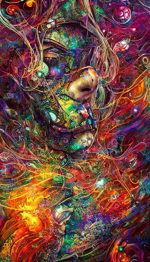 Prompt: Psytrance Artwork, by Android jones,