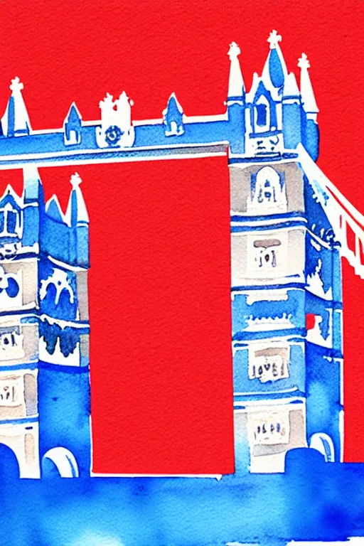 Prompt: minimalist watercolor art of london tower bridge, illustration, vector art