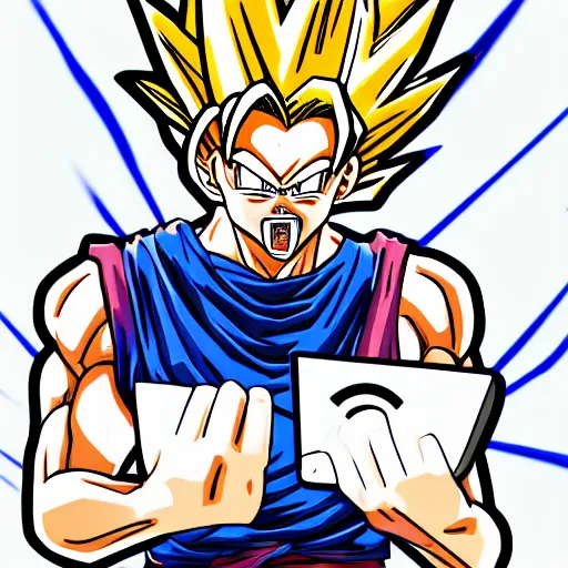 Image similar to a portrait of the wifi orthodontist in the style of dragonball z