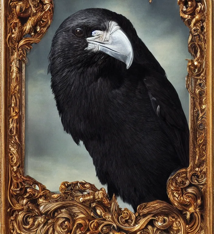 Prompt: a breathtakingly stunningly beautifully highly detailed portrait of a majestic raven, by rosetti and devinci and michael cheval and sidney cooper and turner, 4 k