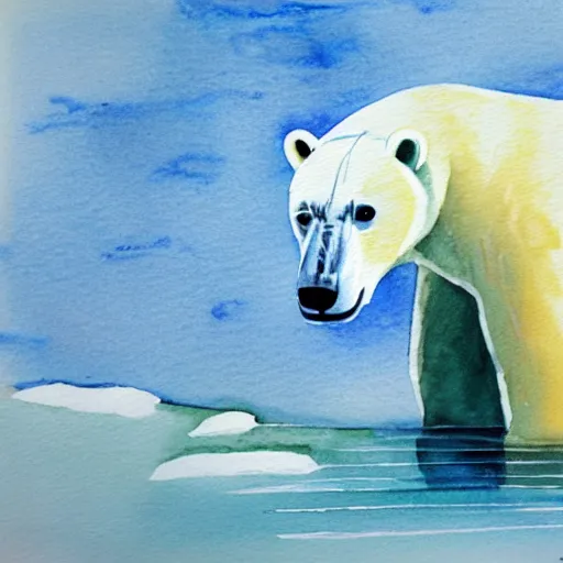 Image similar to a polar bear in water color