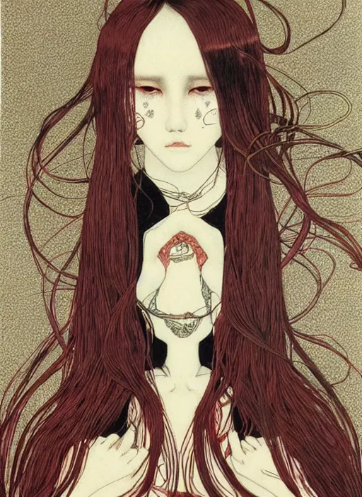 Image similar to pop surrealism, hyper realism, muted colors seductive female venus, cute girl, long hair, art by takato yamamoto, trevor brown