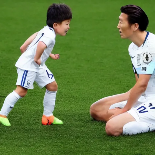 Prompt: harry kane and son heung - min plushys,