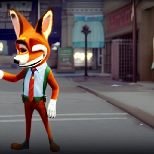 Prompt: Screenshot from Payday 2 featuring Nick Wilde (from Zootopia)