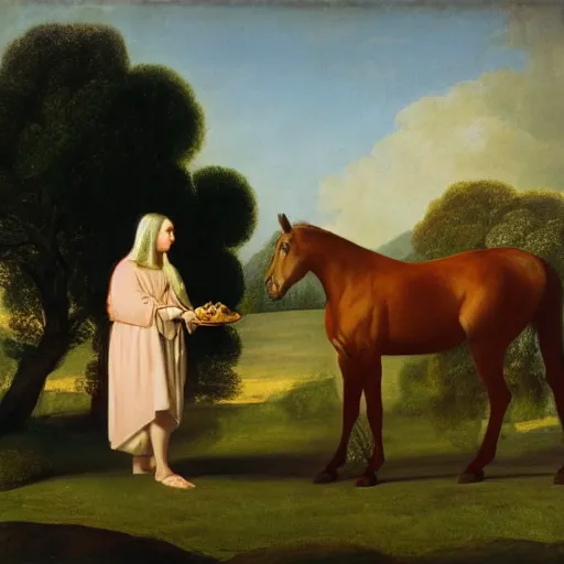 Prompt: offerings for the horse goddess by george stubbs