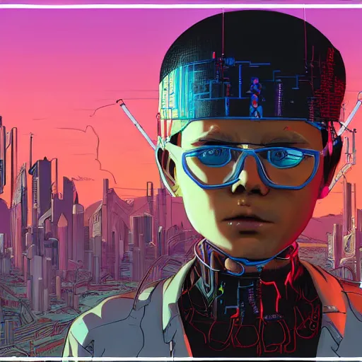 Image similar to ps2 screenshot of young cyberpunk explorer wearing futuristic headpiece, in the style of by Josan Gonzalez and Geof Darrow, highly detailed, high quality, HD, 4k, 8k, realistic, sharp, trending