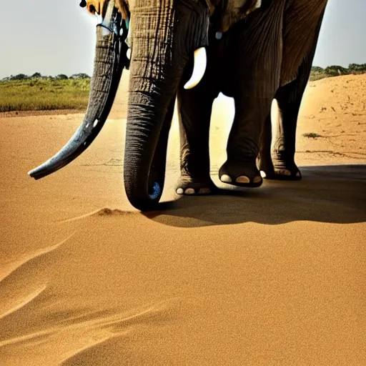 Prompt: real photo of an elephant made of sand