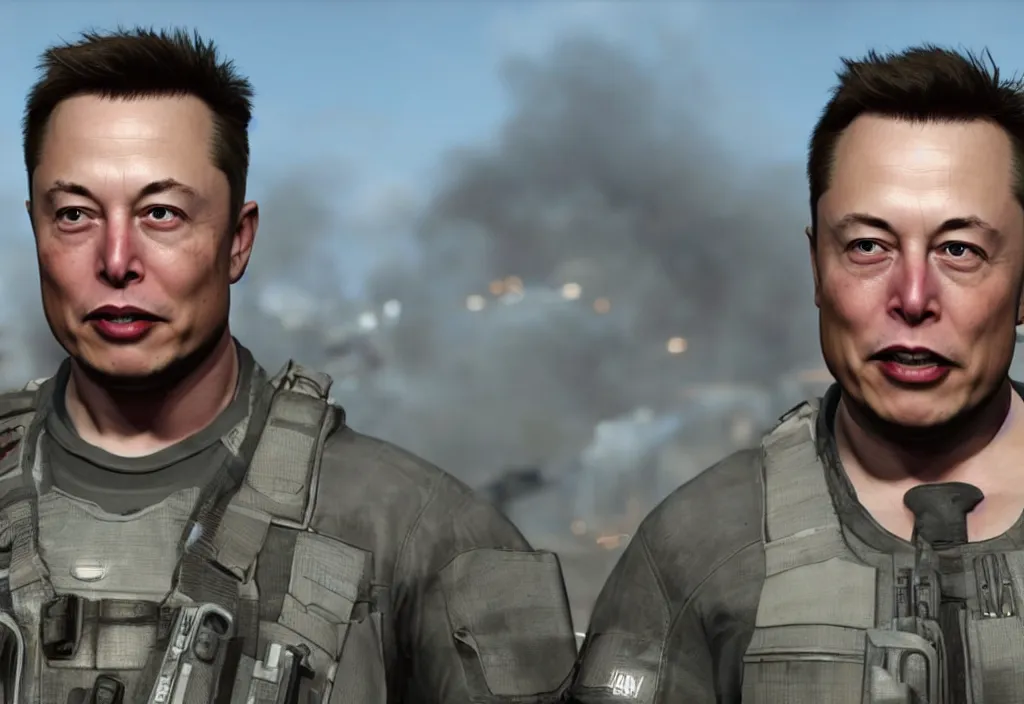 Image similar to elon musk in call of duty, elon musk in the video game call of duty, gameplay screenshot, close up, 3 d rendering. unreal engine. amazing likeness. very detailed.