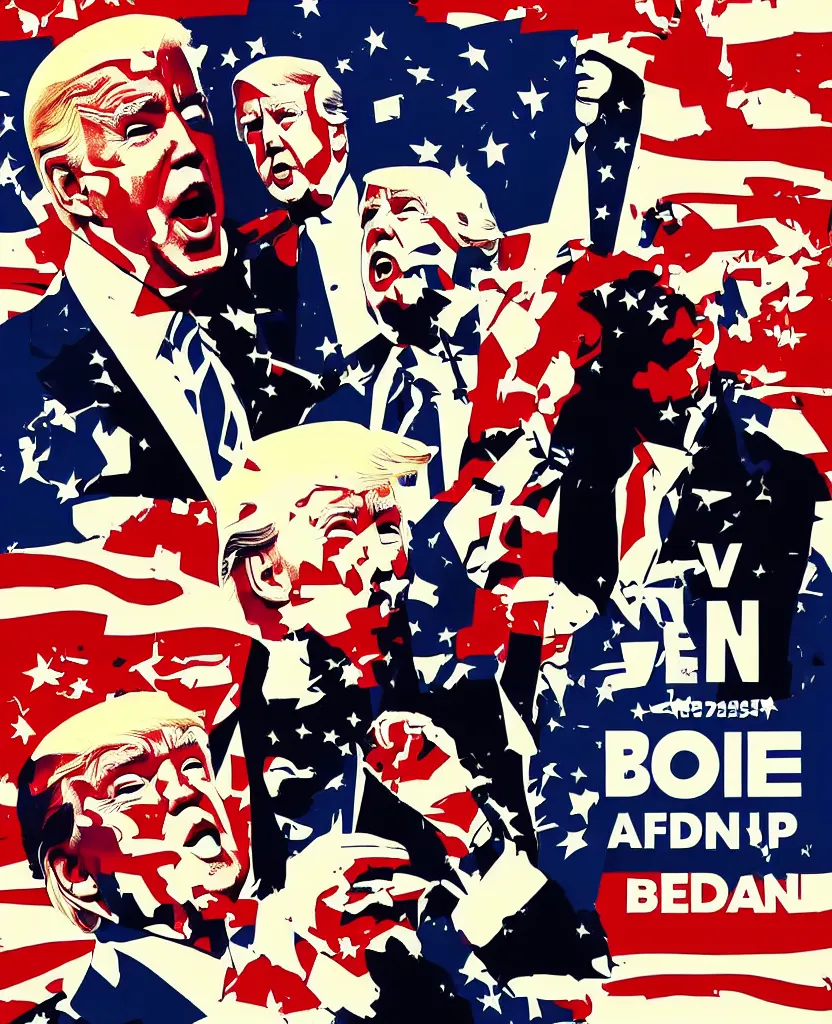 Image similar to a poster of joe biden fighting donald trump, by joe mangrum, trending on deviantart, futurism, movie poster, poster art, 3 2 k uhd, american propaganda, futurism, toyism