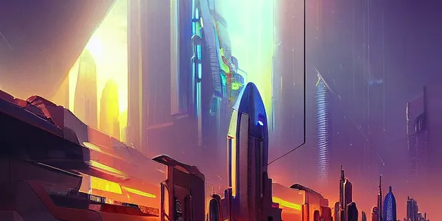 Image similar to giant glowing futuristic cubes in the sky, a cyberpunk dubai city seen in the distance, atmospheric lighting, intricate, volumetric lighting, beautiful, sharp focus, ultra detailed, in the art style of marc simonetti, bowater charlie and brom gerald, astrophotography