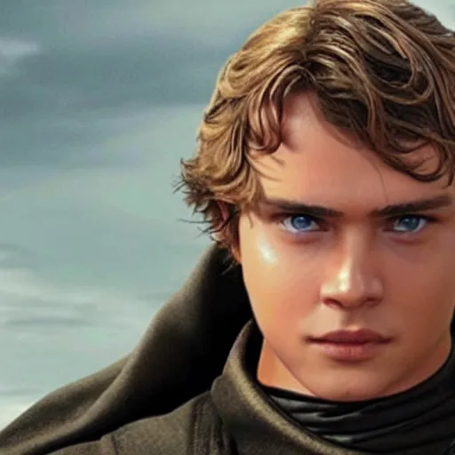 Image similar to a film still of anakin skywalker turned good realistic, detailed