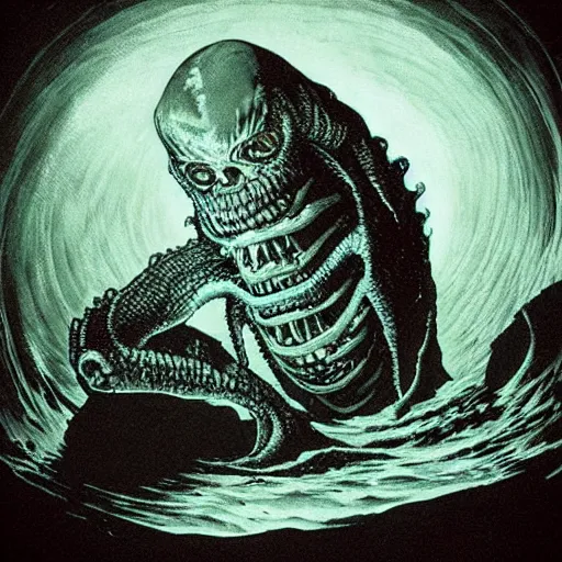 Image similar to “ tim vigil ” “ bernie wrightson ” diablo canyon aquatic horror shape 1 0 2 4 x 1 0 2 4