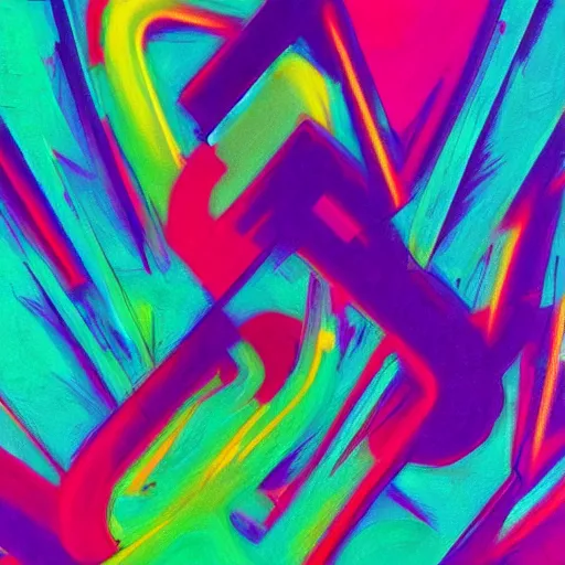 Prompt: dubstep visualized, glith art, trending on artstation cgsociety, abstract, minimalistic, pastel, silky smooth, 1980’s retro, a beautiful abstract painting with neon paint, minimal, happy style by helmut dorner, trending on artstation, full screen, high quality, ink pen scribbles —n 4