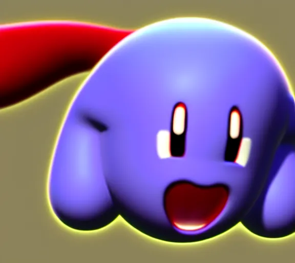 Image similar to photorealistic kirby render, realistic texture, scary