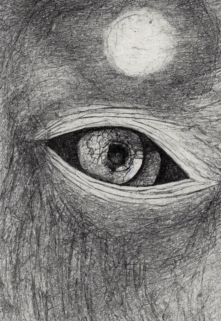 Prompt: very detailed sketch of a moon eye by leonardo davinci