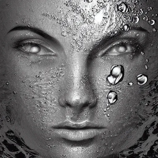 Prompt: water artwork manipulation of a human head,, ray tracing, sharp focus, realistic water, long shot