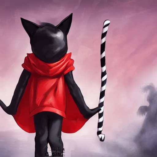 Image similar to little boy with cat ears in an black latex suit with red cape. digital artwork made by lois van baarle and kentaro miura, sharpness focus, anatomically correct, heroic composition