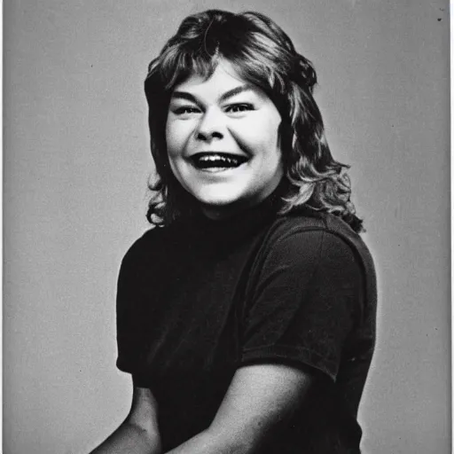 Prompt: roseanne barr yearbook photo, 1 9 7 6