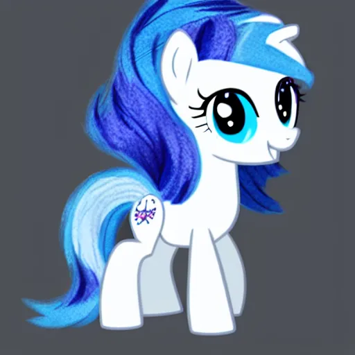 Prompt: a blue little pony with white hair, a picture by an gyeon, featured on derpibooru, booru, superflat