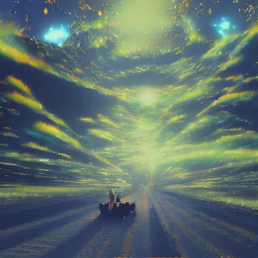 Image similar to disco diffusion painting of a landscape by makoto shinkai, masterpiece, contest award winner