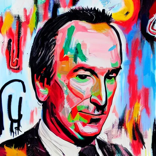 Prompt: bob odenkirk in the style of jean - michel basquiat